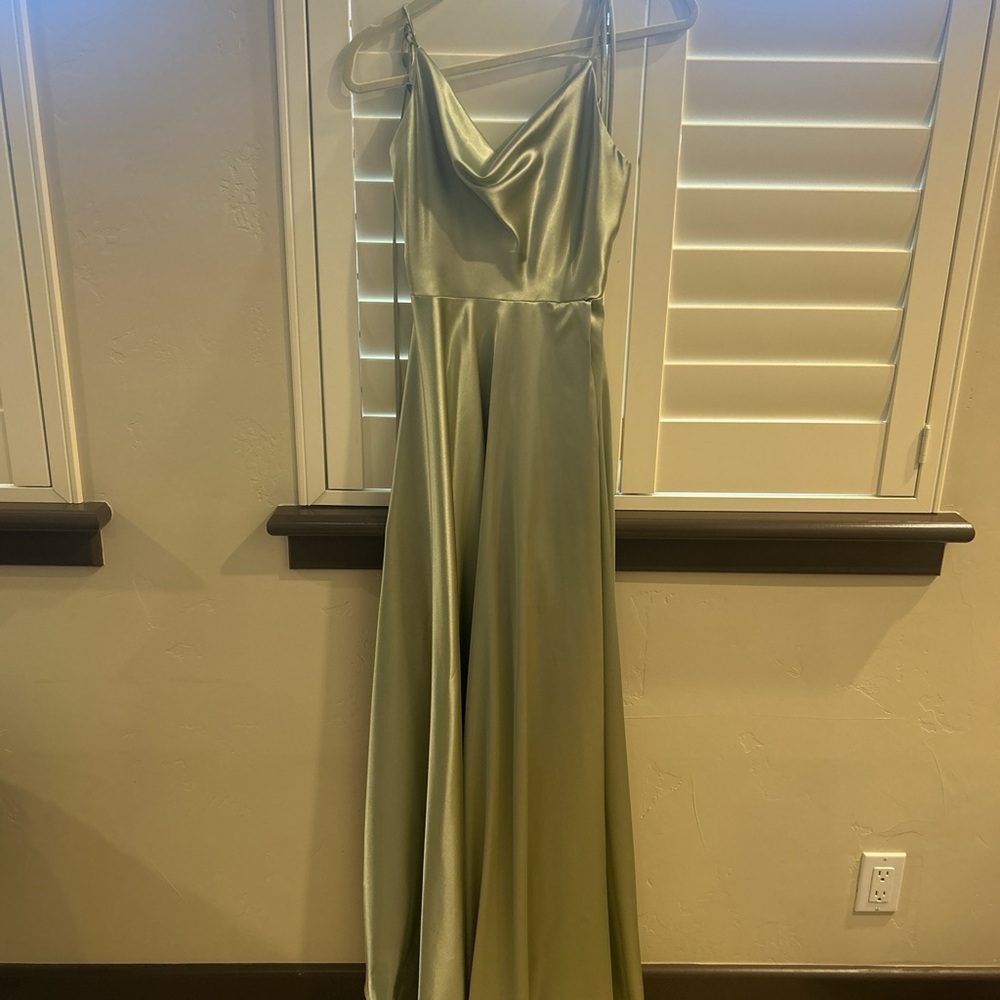 Green Satin Maxi Dress